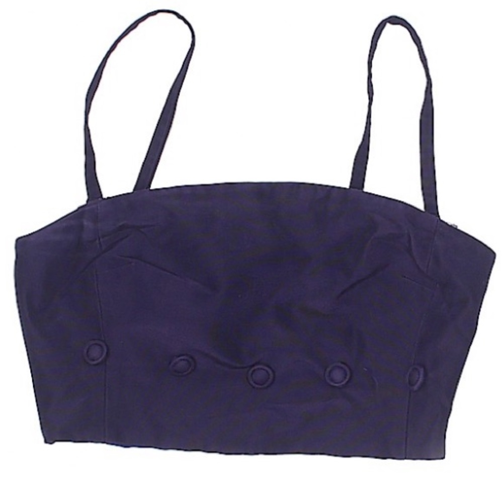 Anthro. Maeve Navy Crop Tank Top Button Size 0